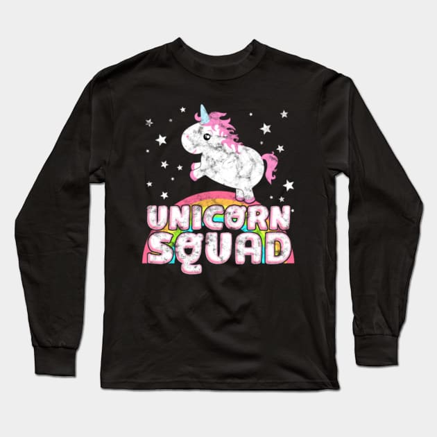 Cute Chubby Team Unicorn Saying Unicorn Squad- Long Sleeve T-Shirt by Nulian Sanchez